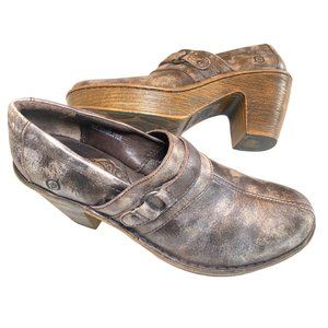 Born Haddon Metallic Gold Brown Women's 9.5 Platform Slip On Clogs Heels EU 41